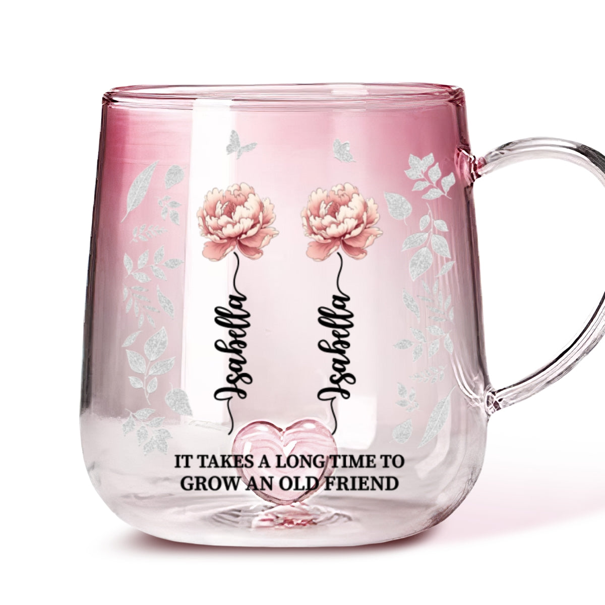 Forever Friendship - Personalized Custom Pink Gradient Glass Mug