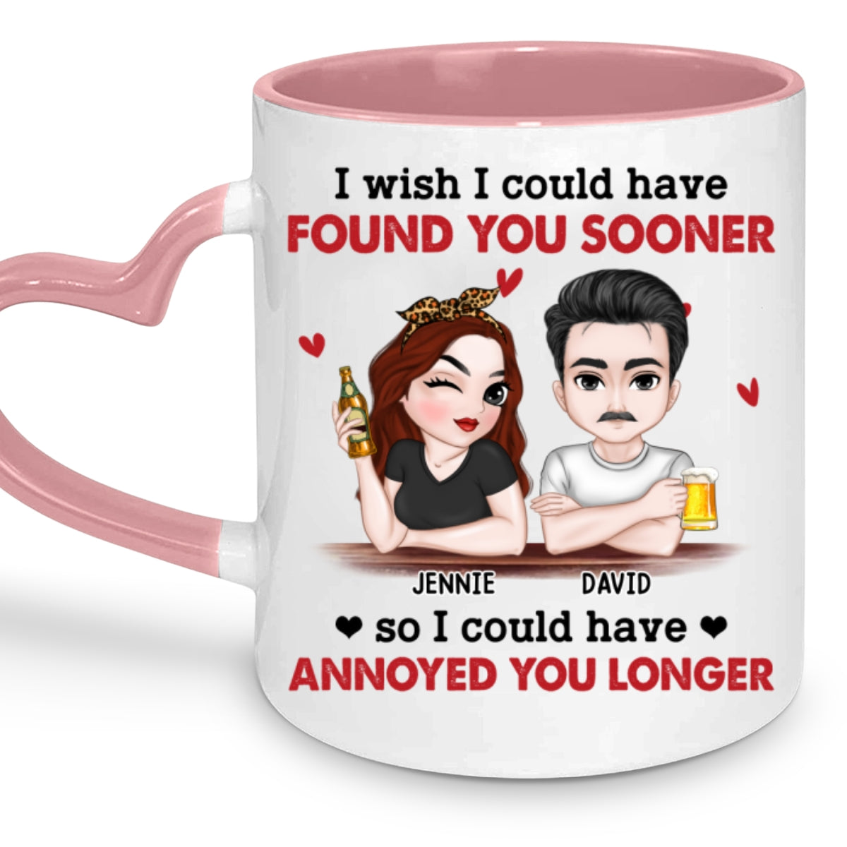 I Wish I Could - Personalized Custom Heart Handle Mug