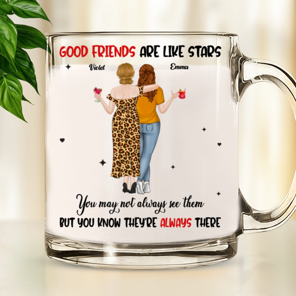 Friends Like Stars - Personalized Custom Glass Mug