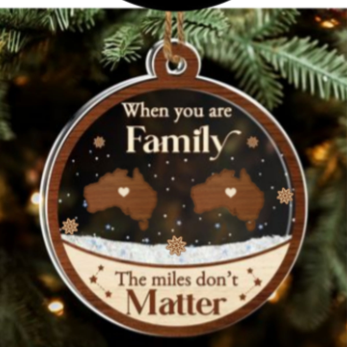 Distance Means Nothing When You Are Family - Personalized Custom Acrylic Shaker Ornament