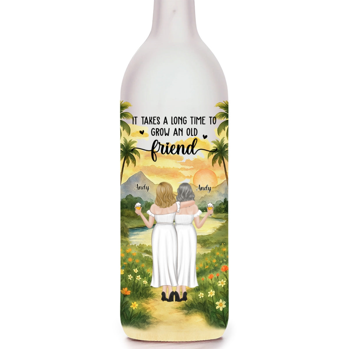 Bestie Old Friends Take Time To Grow - Personalized Custom Bottle Lamp