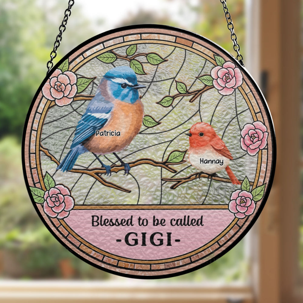 Blessed To Be Called Grandma - Personalized Custom Window Hanging Suncatcher