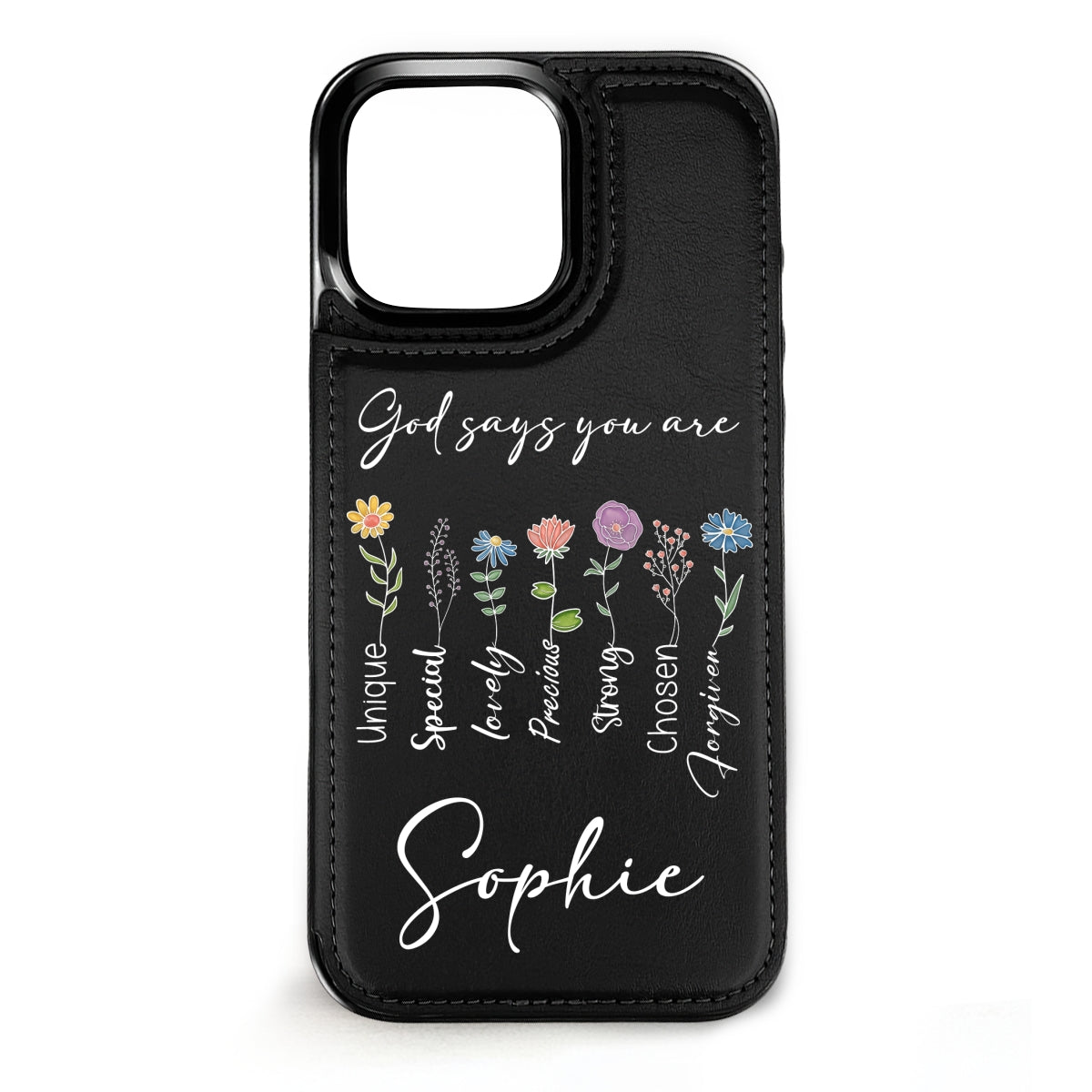 God Says You Are - Personalized Custom Leather Phone Case