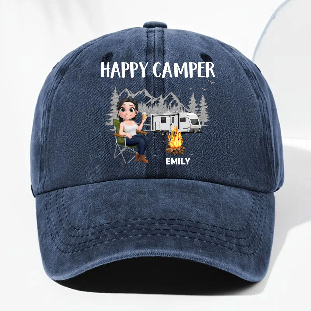 Life Is Better Around A Campfire - Personalized Custom Vintage Washed Denim Cap