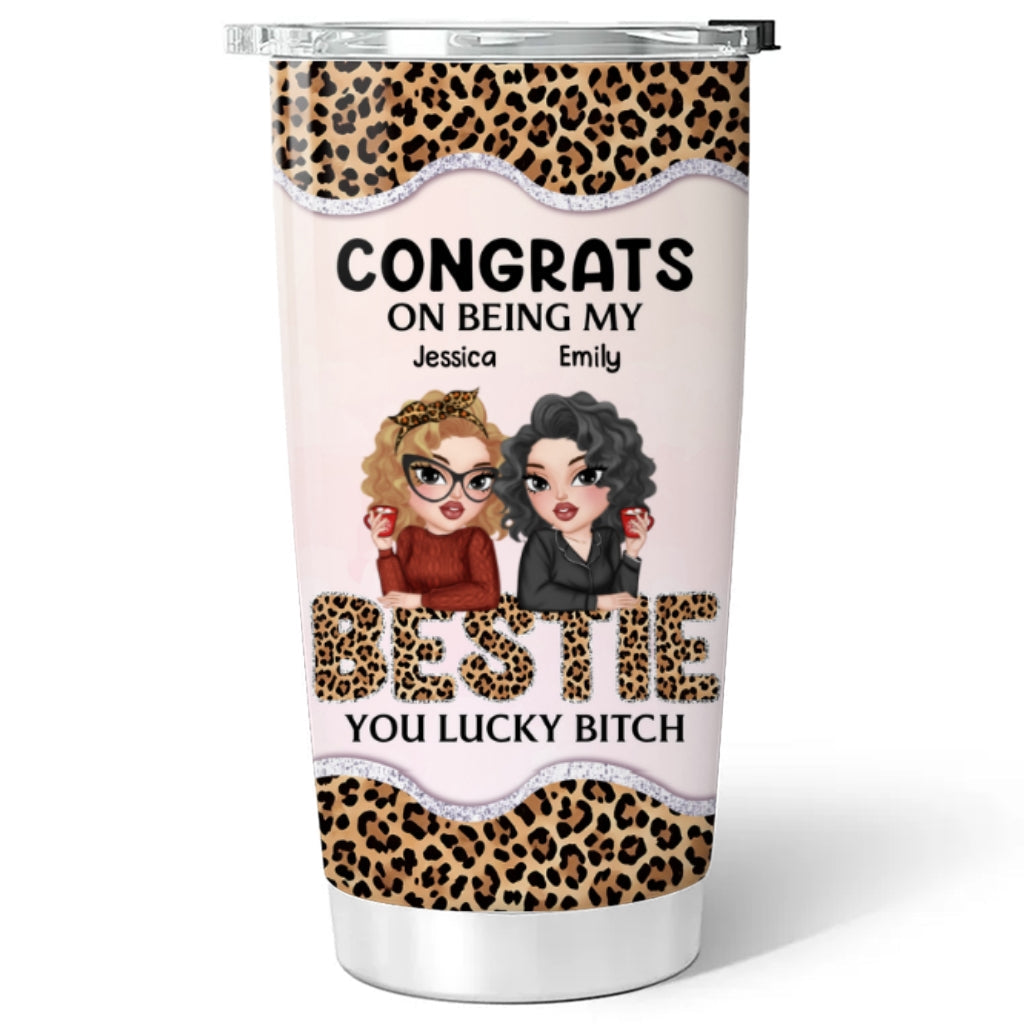 Congrats On Being My Bestie Leopard - Personalized Custom Tumbler
