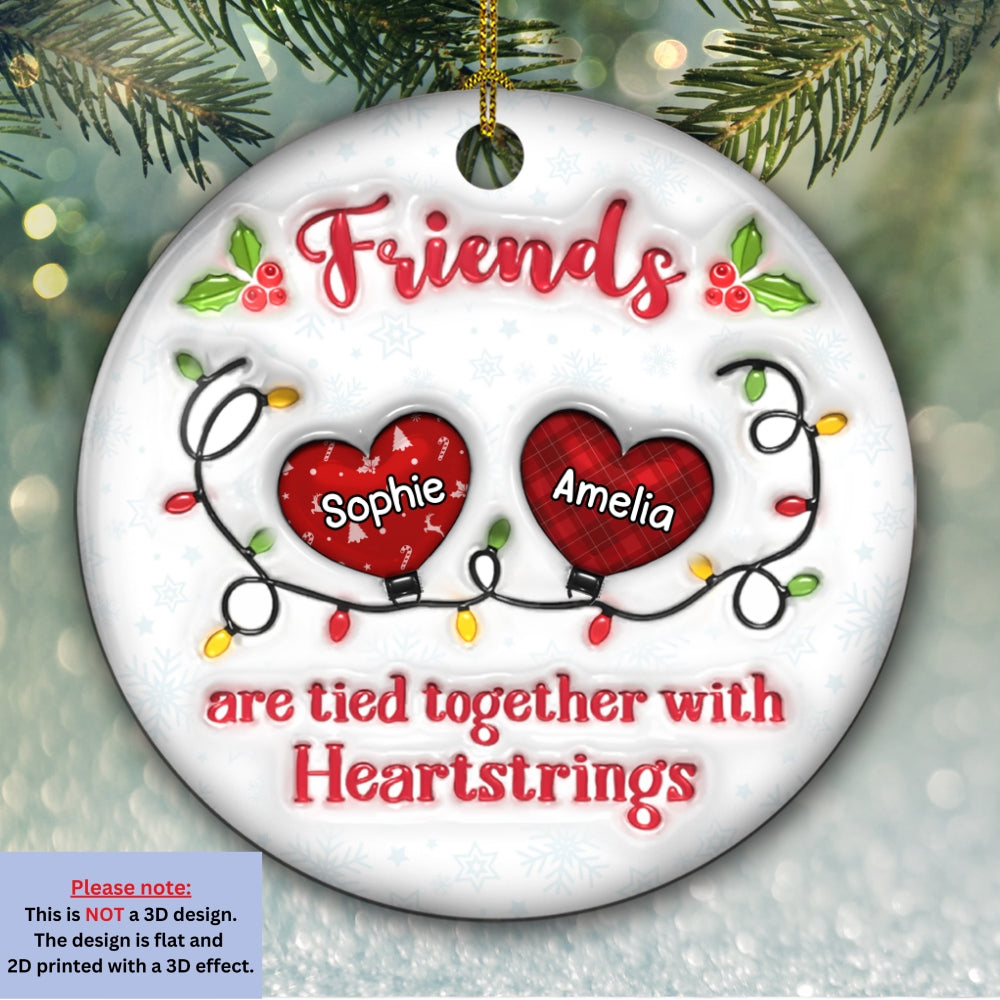 Friends Are Tied Together - Personalized Custom 3D Inflated Effect Ceramic Ornament