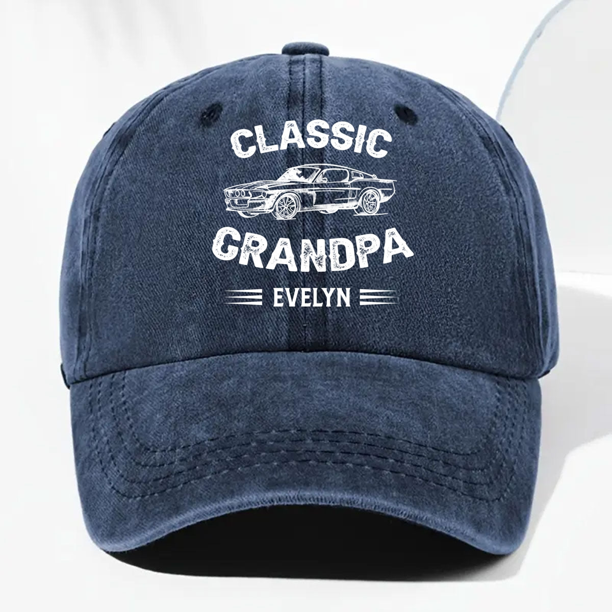 Classic Grandpa - Personalized Custom Vintage Washed Denim Cap