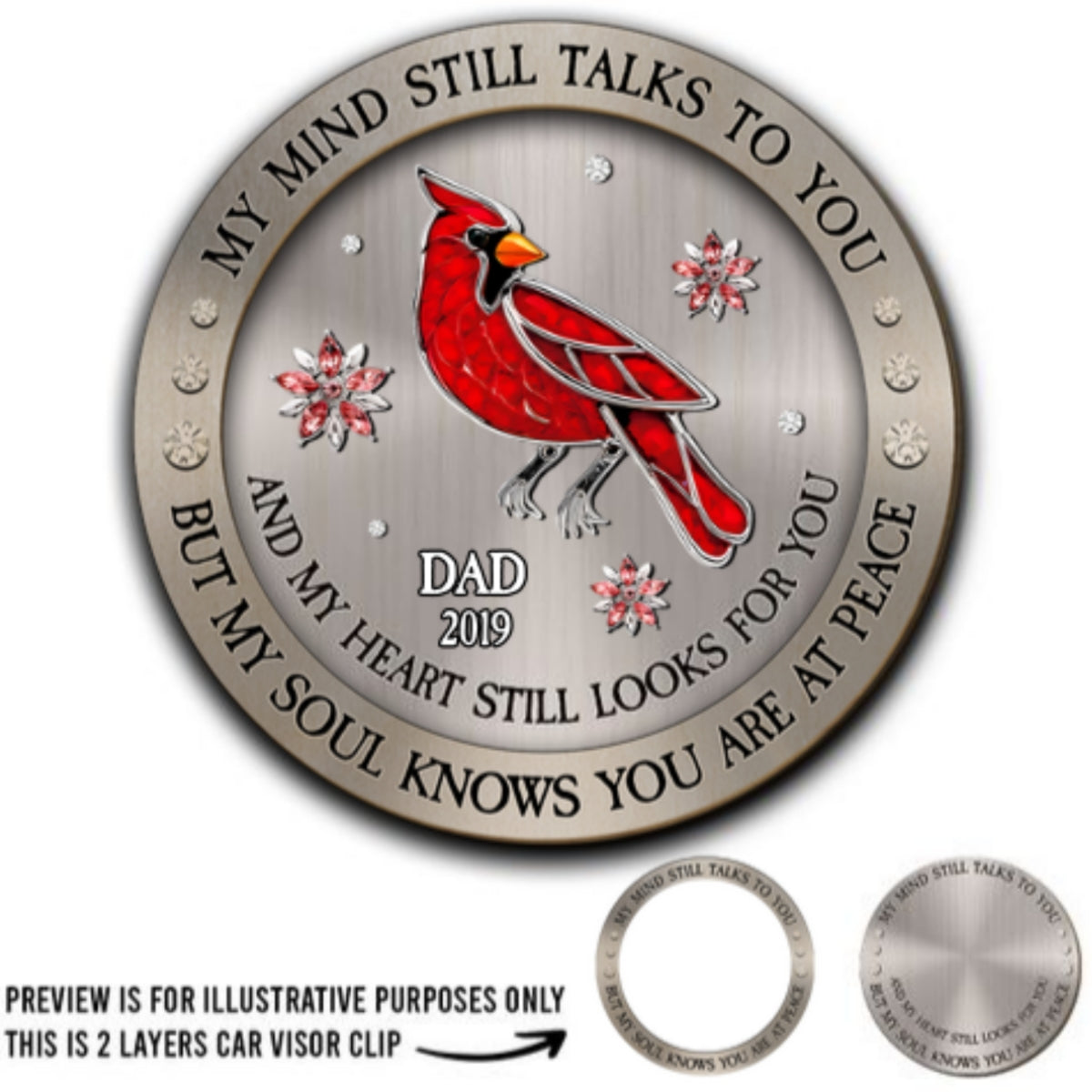 Cardinal Hummingbird My Mind My Heart My Soul - Personalized Custom Car Visor Clip