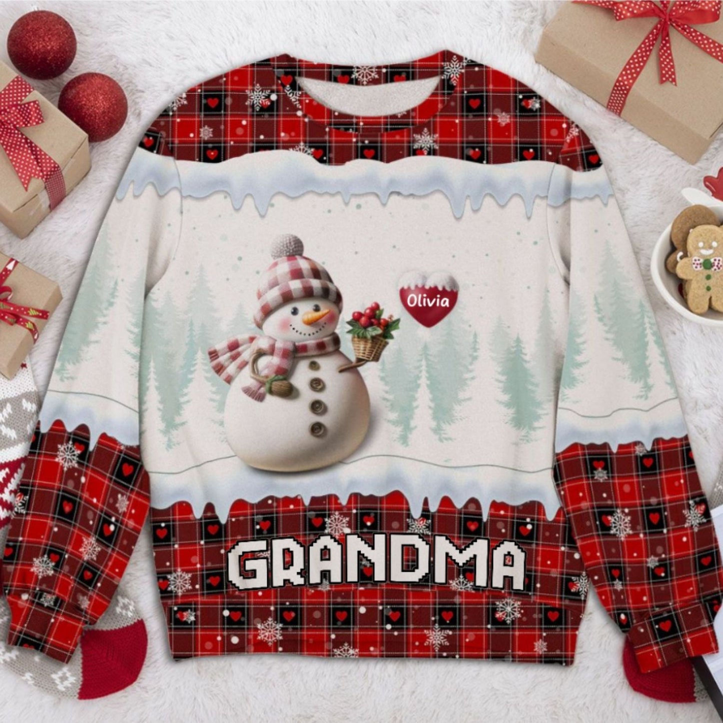 Snowman Grandma - Personalized Custom All-Over-Print Sweatshirt