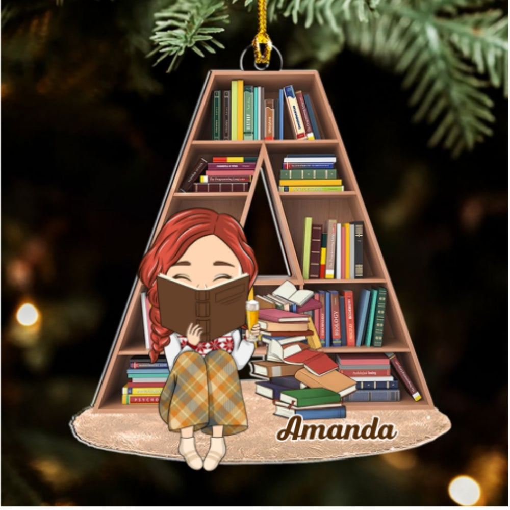 Book Lover Bookworm - Personalized Custom Acrylic Ornament