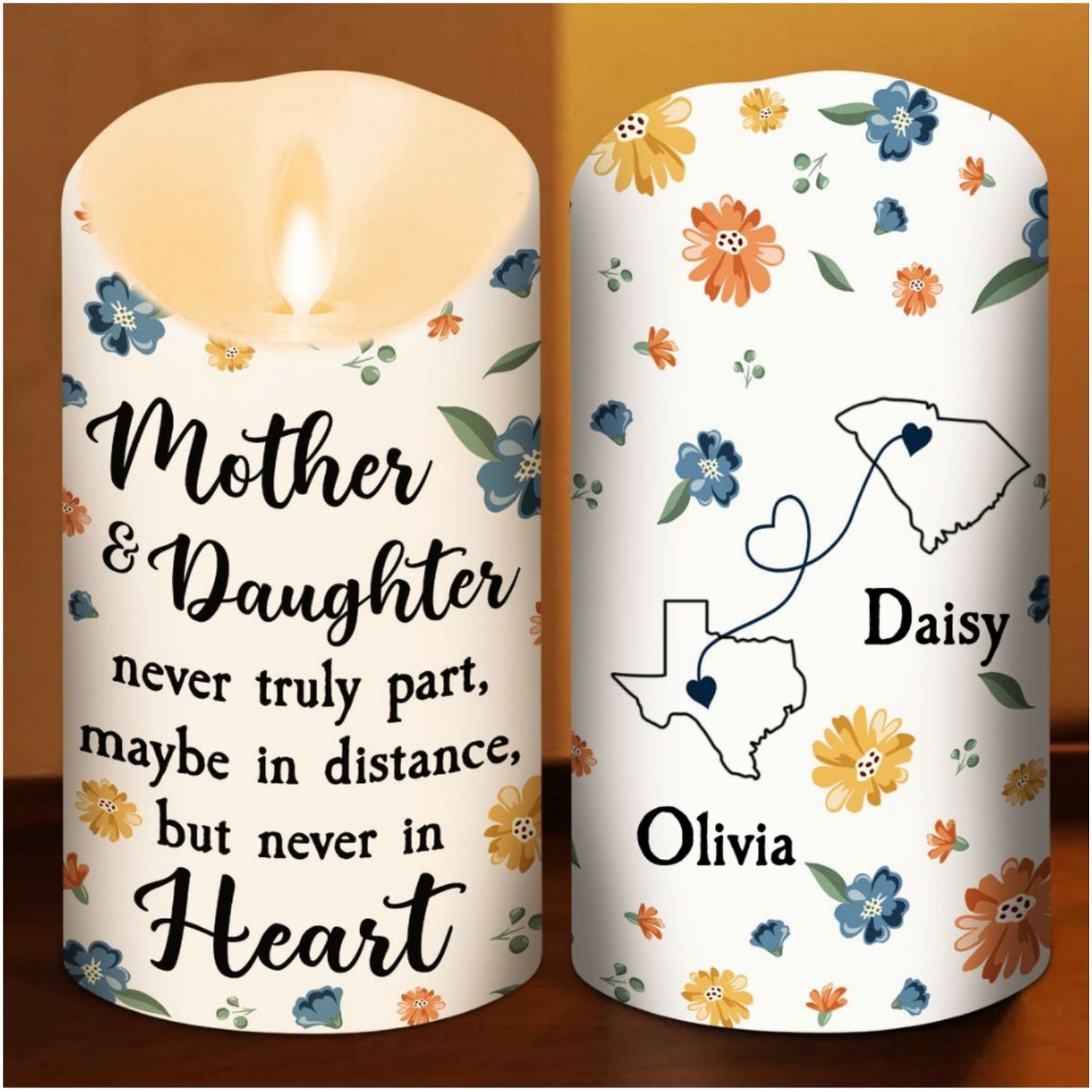 Mother And Daughter - Personalized Custom LED Candle