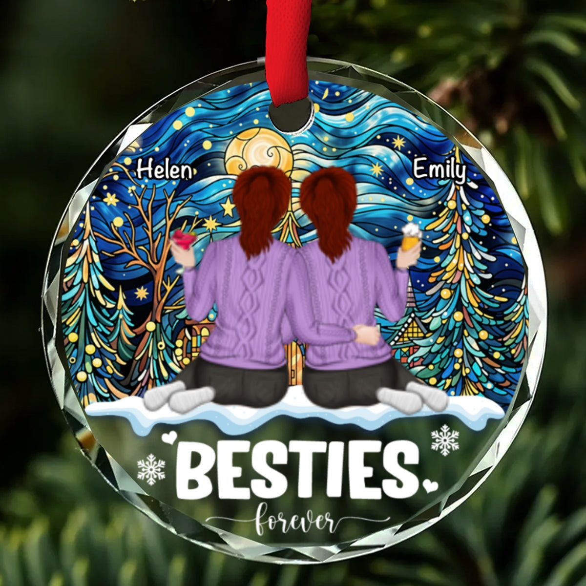 Friends Forever - Personalized Custom Glass Ornament