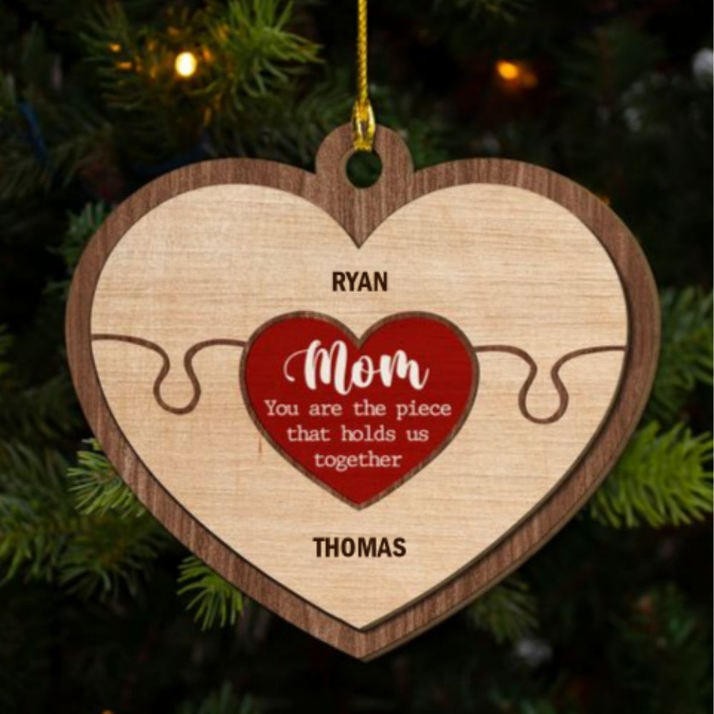 Mom Holds Us Together - Personalized Custom Freeshape 2-Layered Wood Ornament