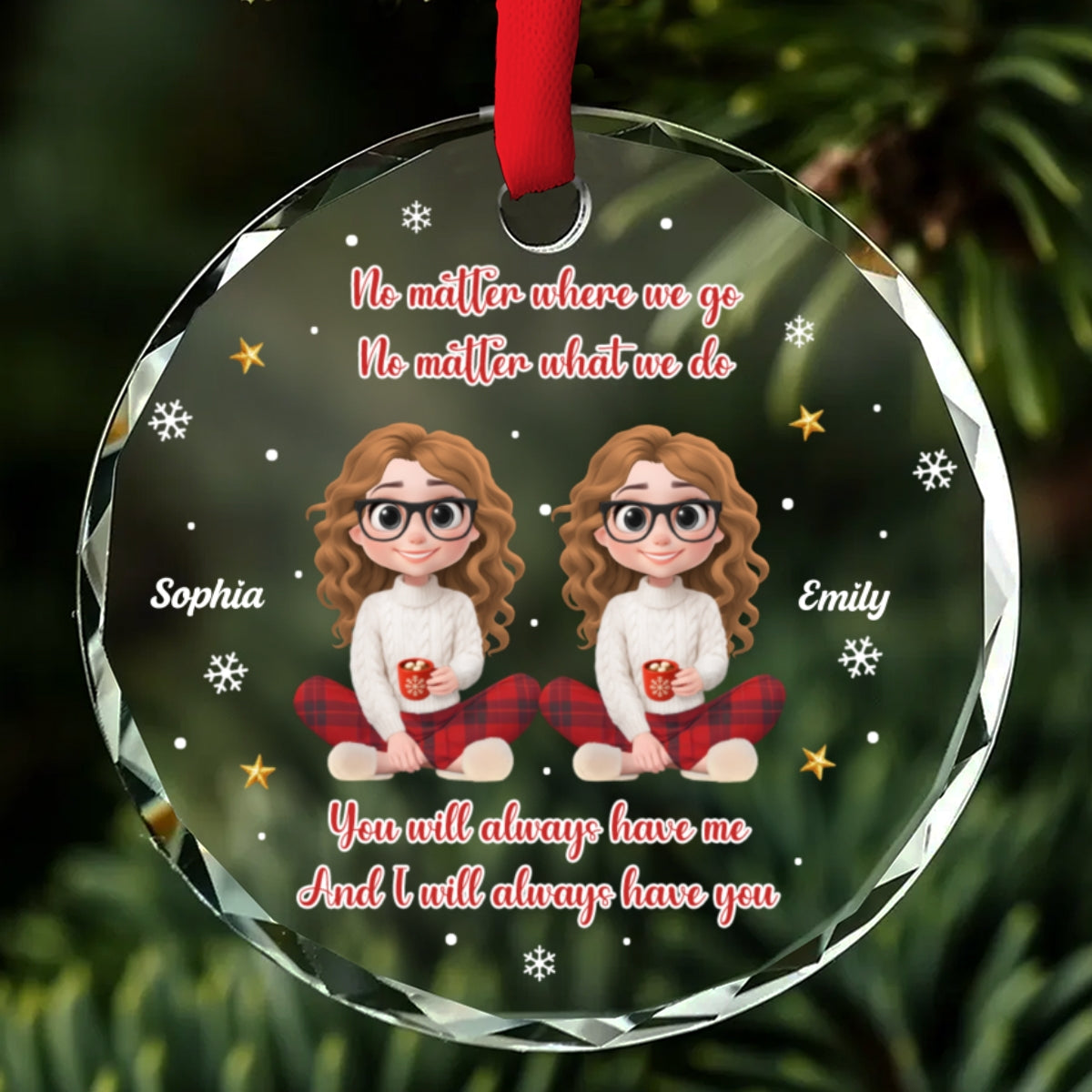 No Matter Where We Go - Personalized Custom Glass Ornament