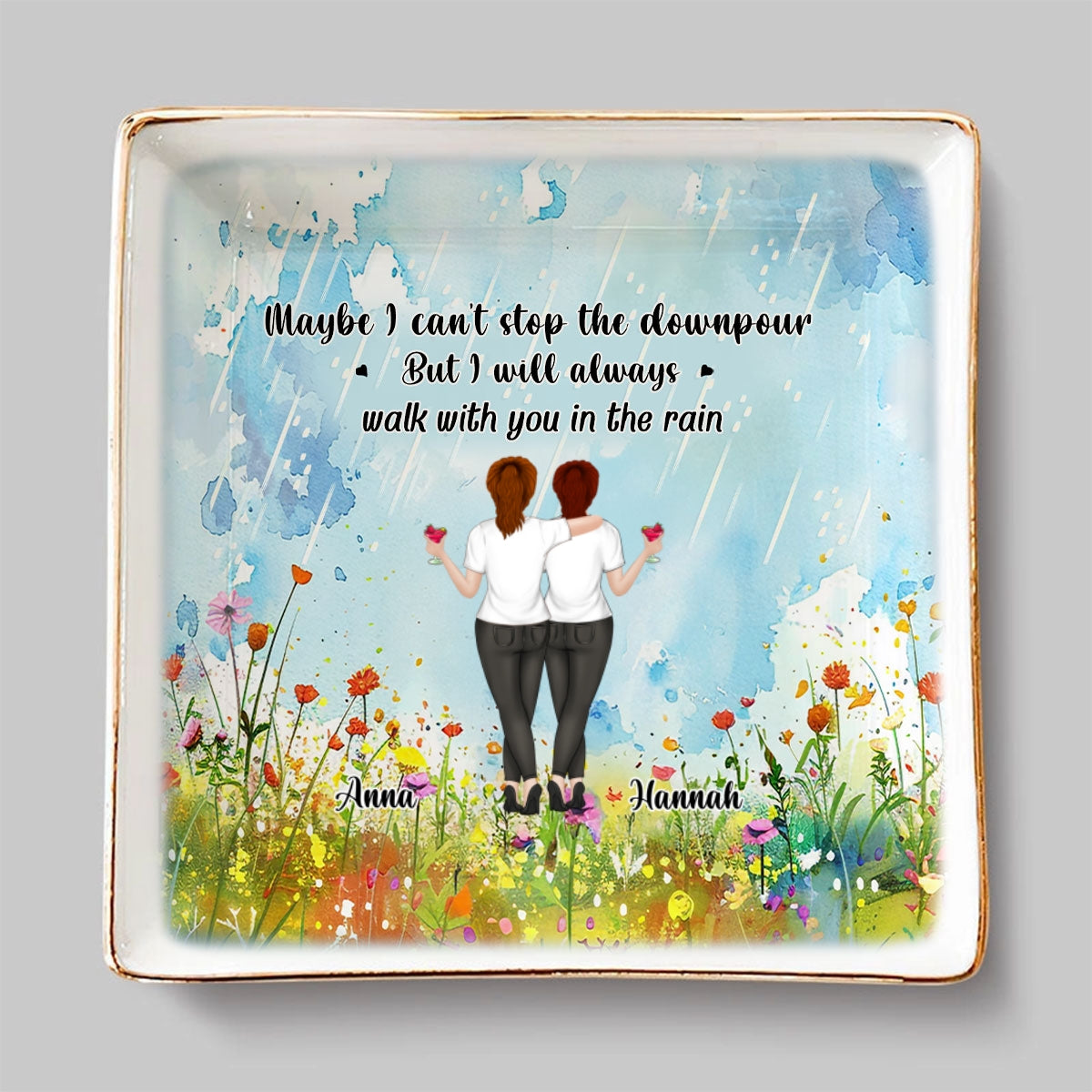 Walk With You In The Rain - Personalized Custom Jewelry Dish
