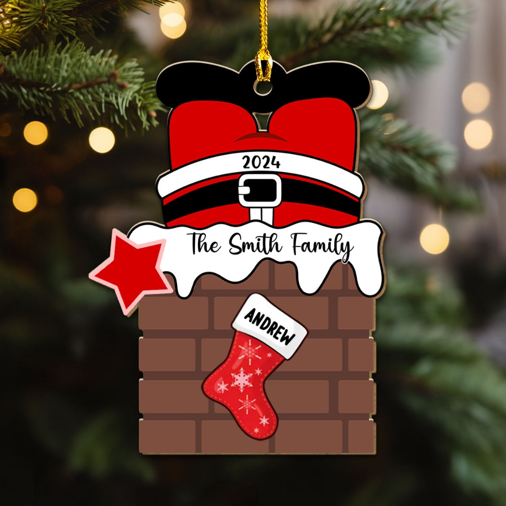 Santa Brings Gift To Us - Personalized Custom Wood Ornament
