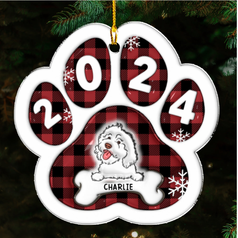 Happy Paw 2024 - Personalized Custom 3D Inflated Effect Acrylic Ornament