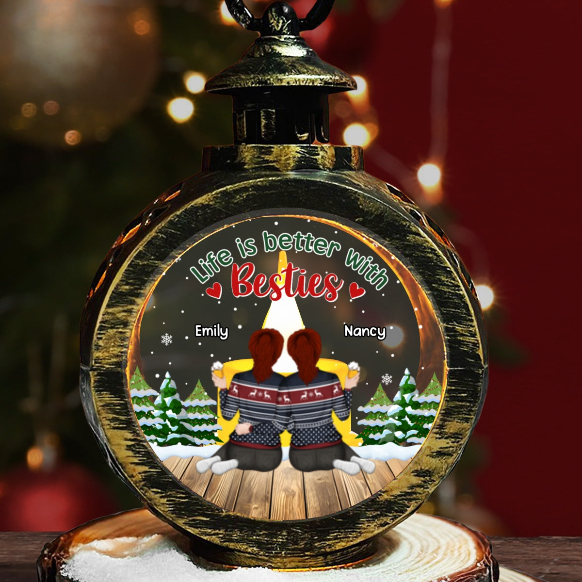 Life Is Better With Sisters - Personalized Custom Christmas Lantern
