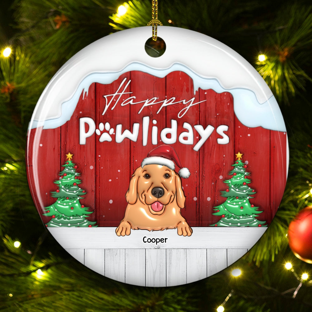 Happy Holiday To Our Dogs - Personalized Custom 3D Inflated Effect Ceramic Ornament