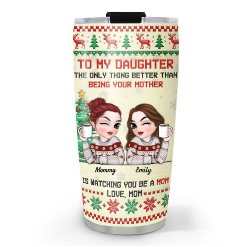 To My Daughter Merry Christmas - Personalized Custom 3D Inflated Effect Tumbler
