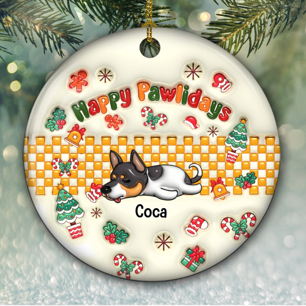 Jolly Pawlidays - Personalized Custom 3D Inflated Effect Ceramic Ornament