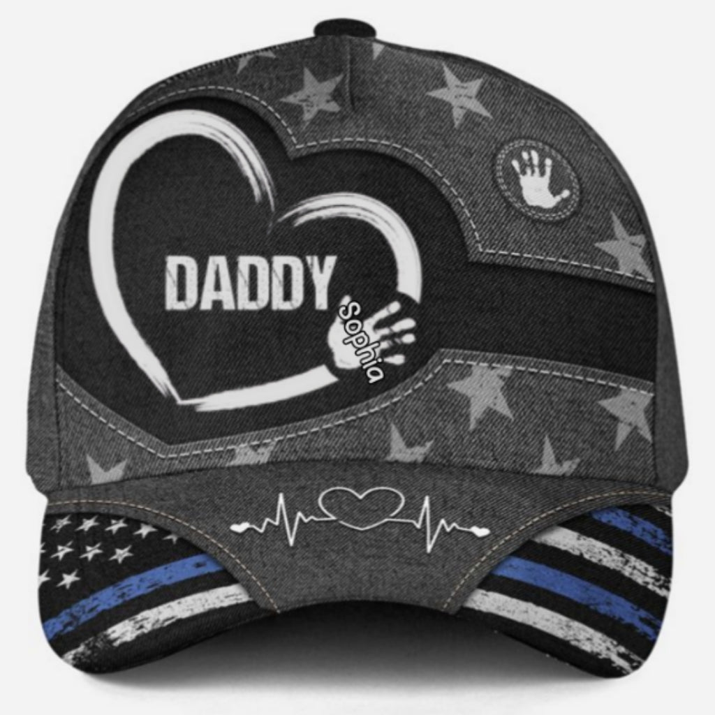 Grandpa Dad Kids Handprints - Personalized Custom Classic Cap