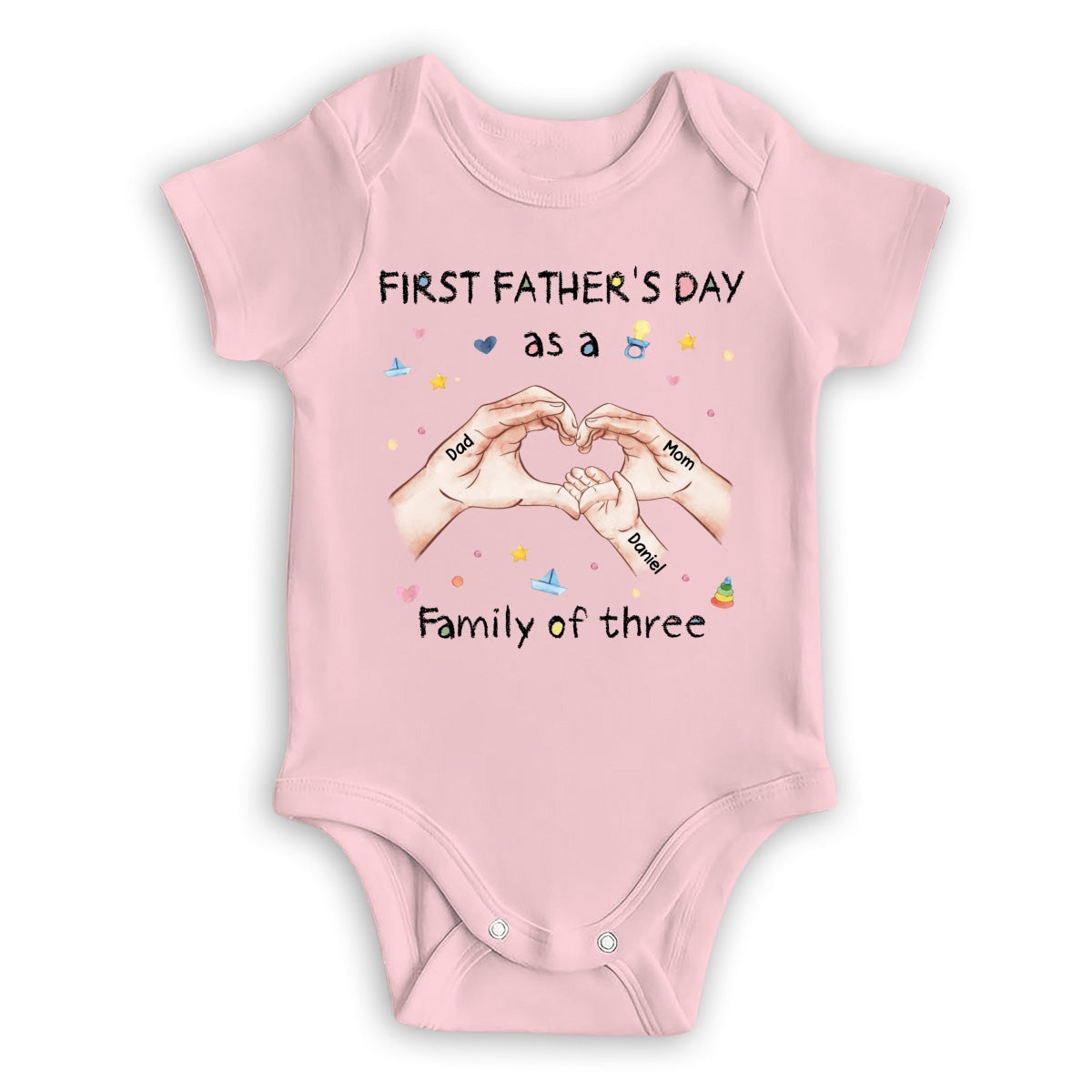 Family Of Three - Personalized Custom Baby Onesie