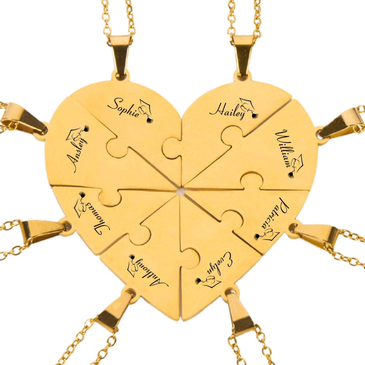 Happy Graduation - Personalized Custom Heart Puzzle Necklace