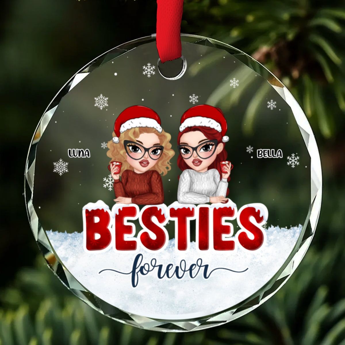 Forever Be My Bestie - Personalized Custom Glass Ornament