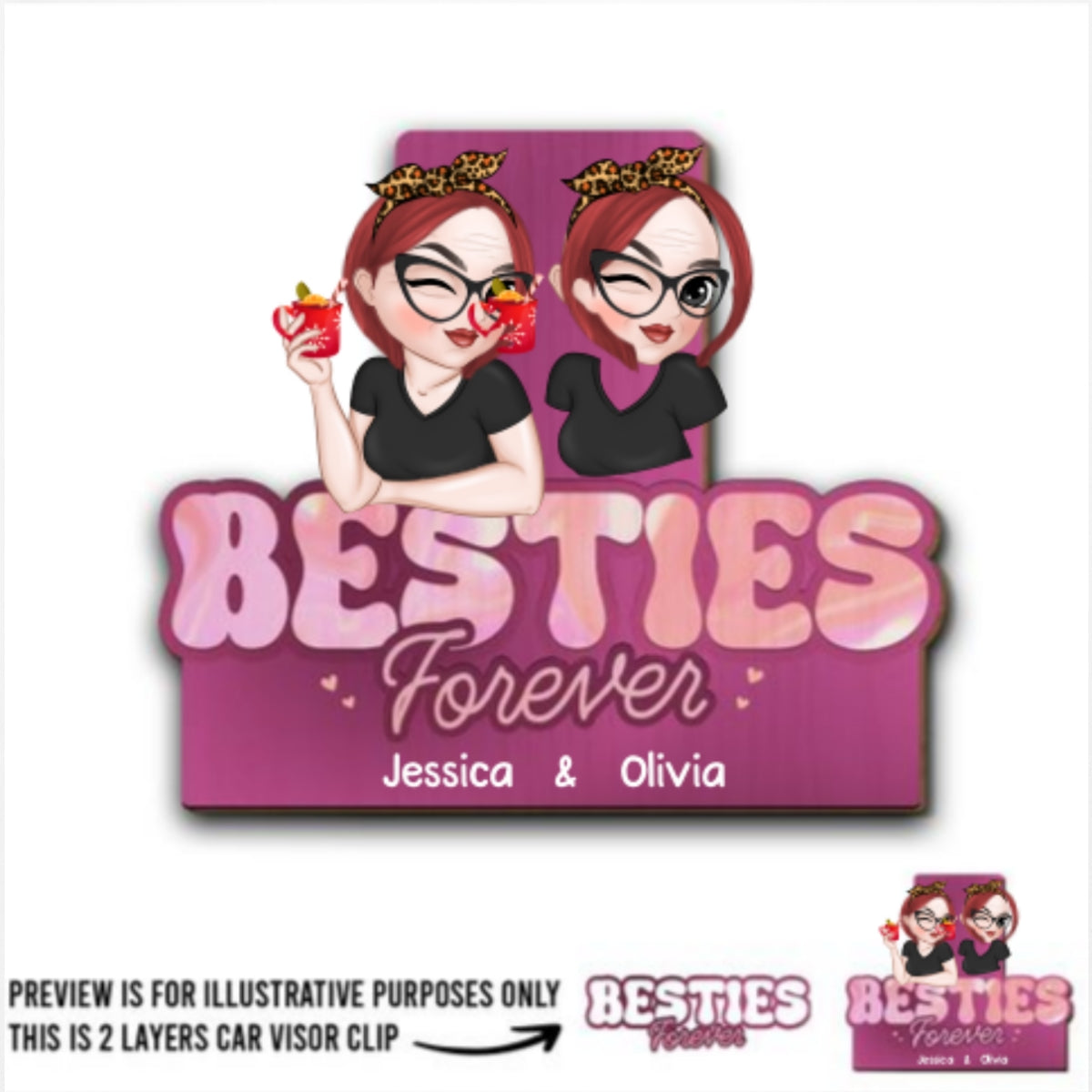 Besties Forever - Personalized Custom Car Visor Clip