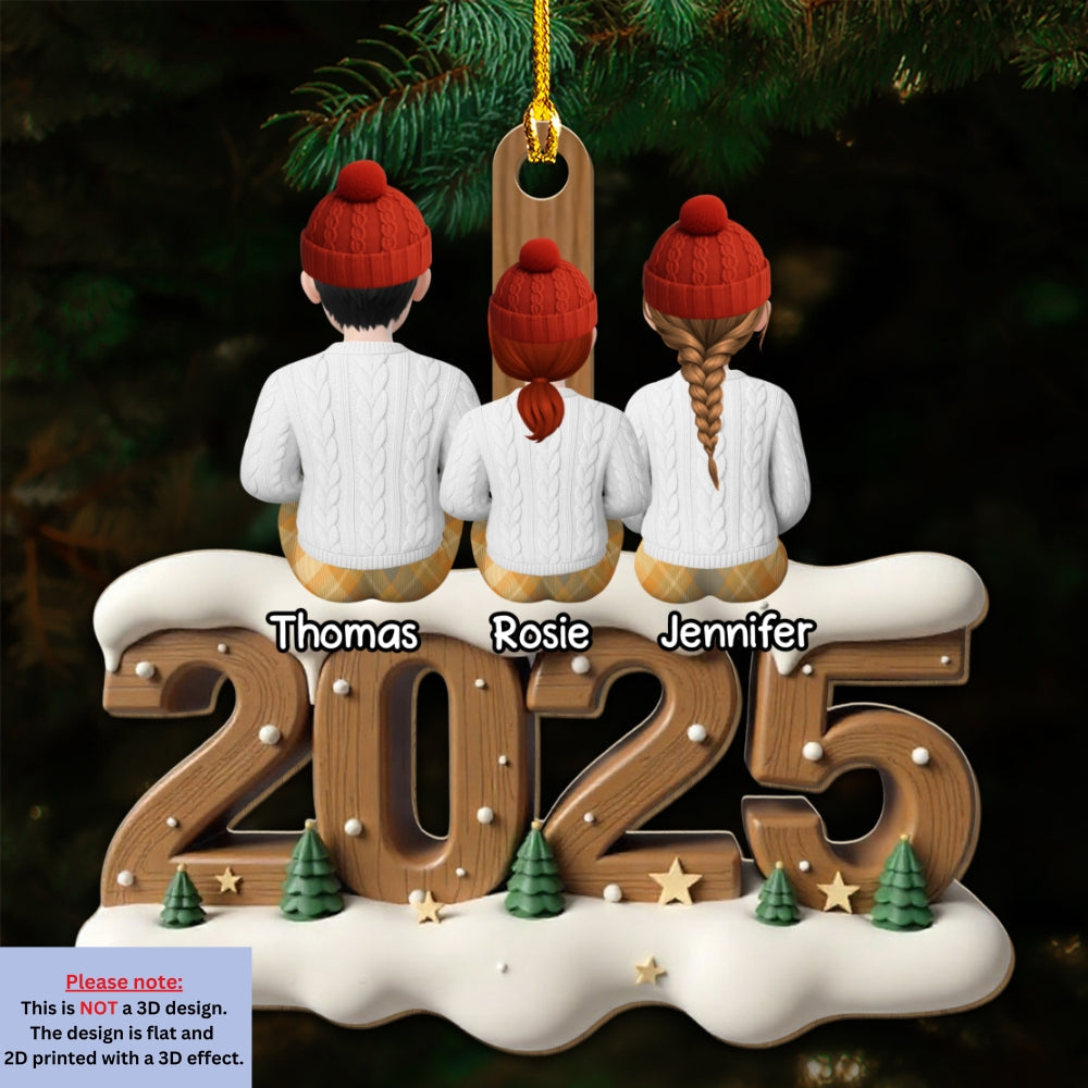 Little Family Now Onwards - Personalized Custom 3D Effect Wood Ornament
