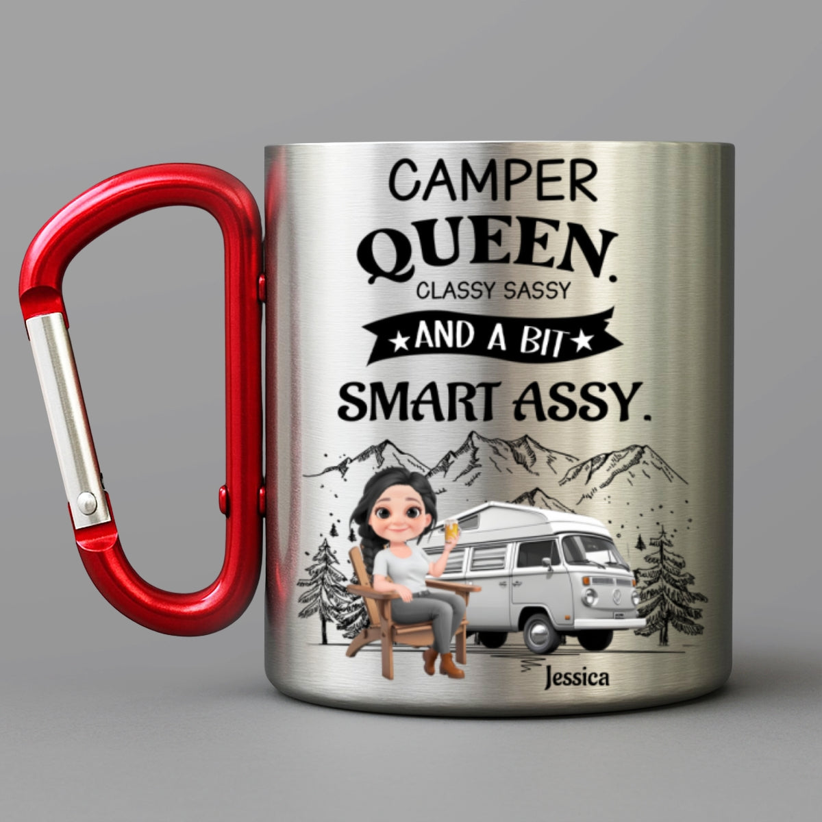 Queen Of The Campsite - Personalized Custom Carabiner Mug