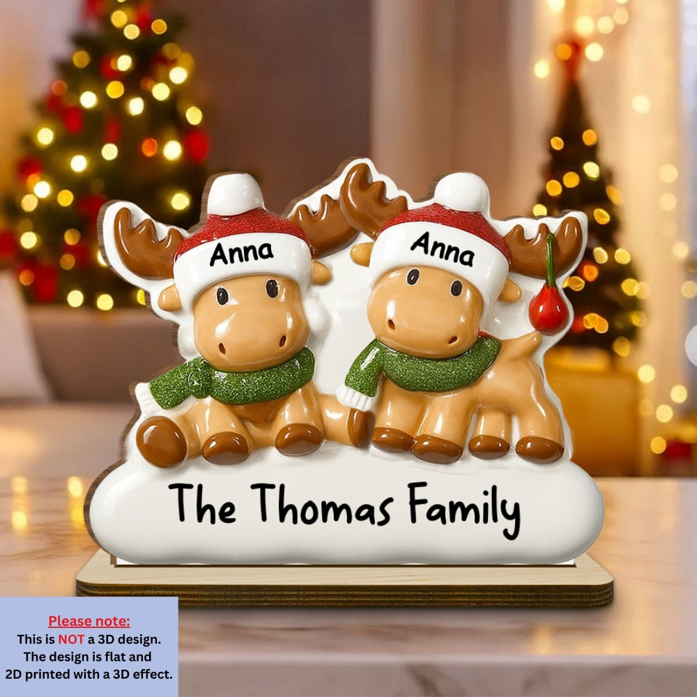 Cute Family - Personalized Custom 2-Layer Wood Plaque With Flat Base