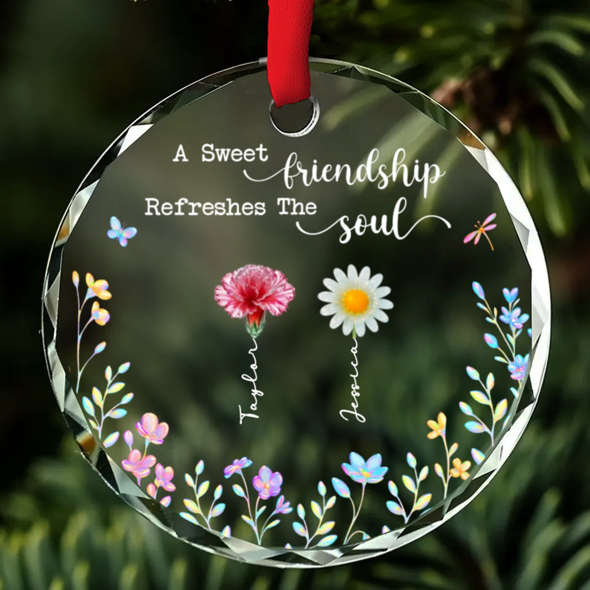 A Sweet Friendship - Personalized Custom Glass Ornament