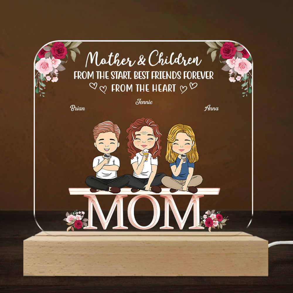 Mother And Daughters Sons Children From The Start - Personalized Custom LED Light