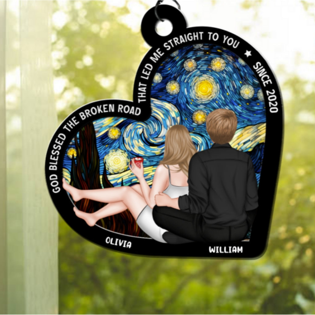 God Blessed The Broken Road - Personalized Custom Suncatcher