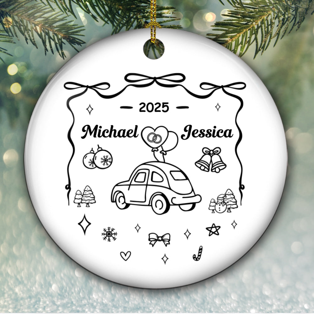 First Christmas Married - Personalized Custom Ceramic Ornament