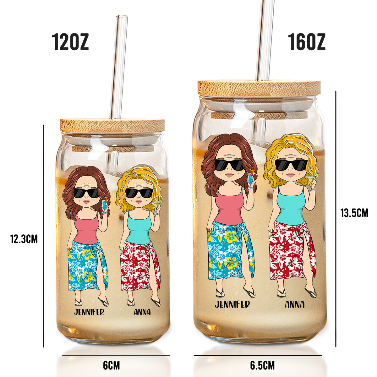 Beaches Booze And Besties - Personalized Custom Glass Can