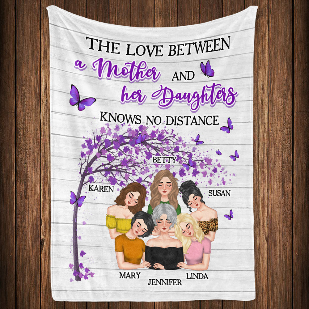 Love Between Mom And Daughters No Distance - Personalized Custom Fleece Blanket