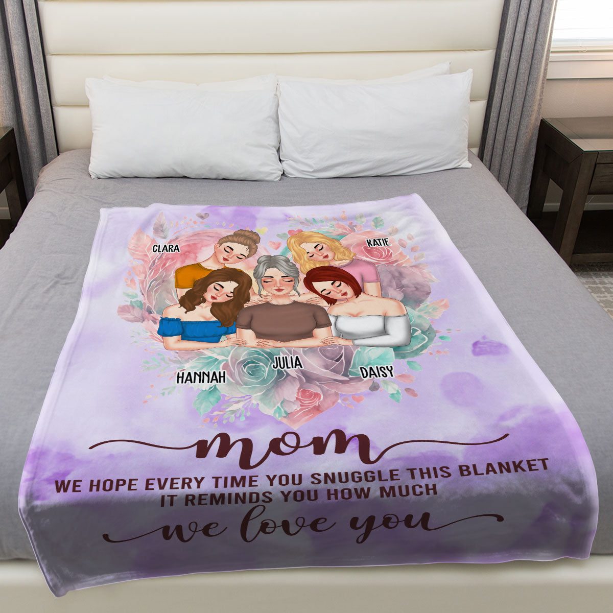 We Love You Mom - Personalized Custom Fleece Blanket