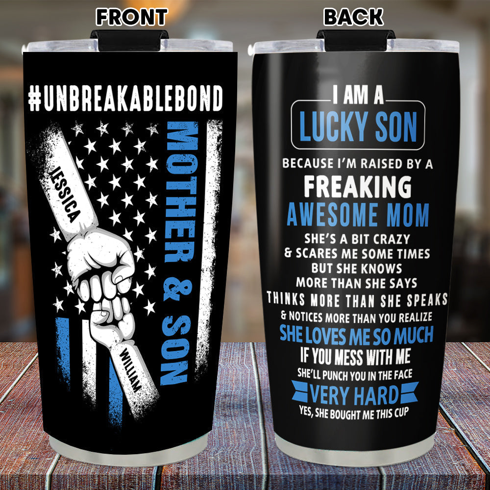 Lucky Son Of An Awesome Mom - Personalized Custom Tumbler