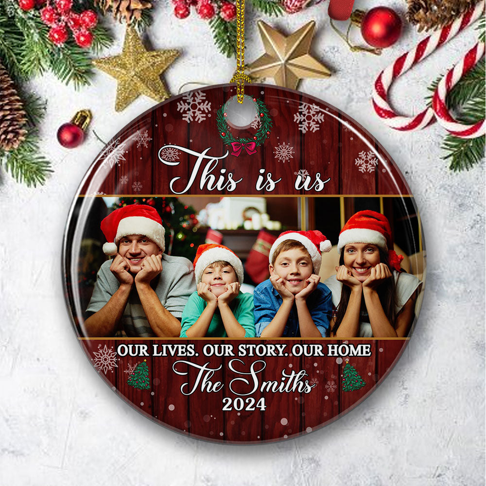 This Is Us - Personalized Custom Photo Circle Ceramic Ornament