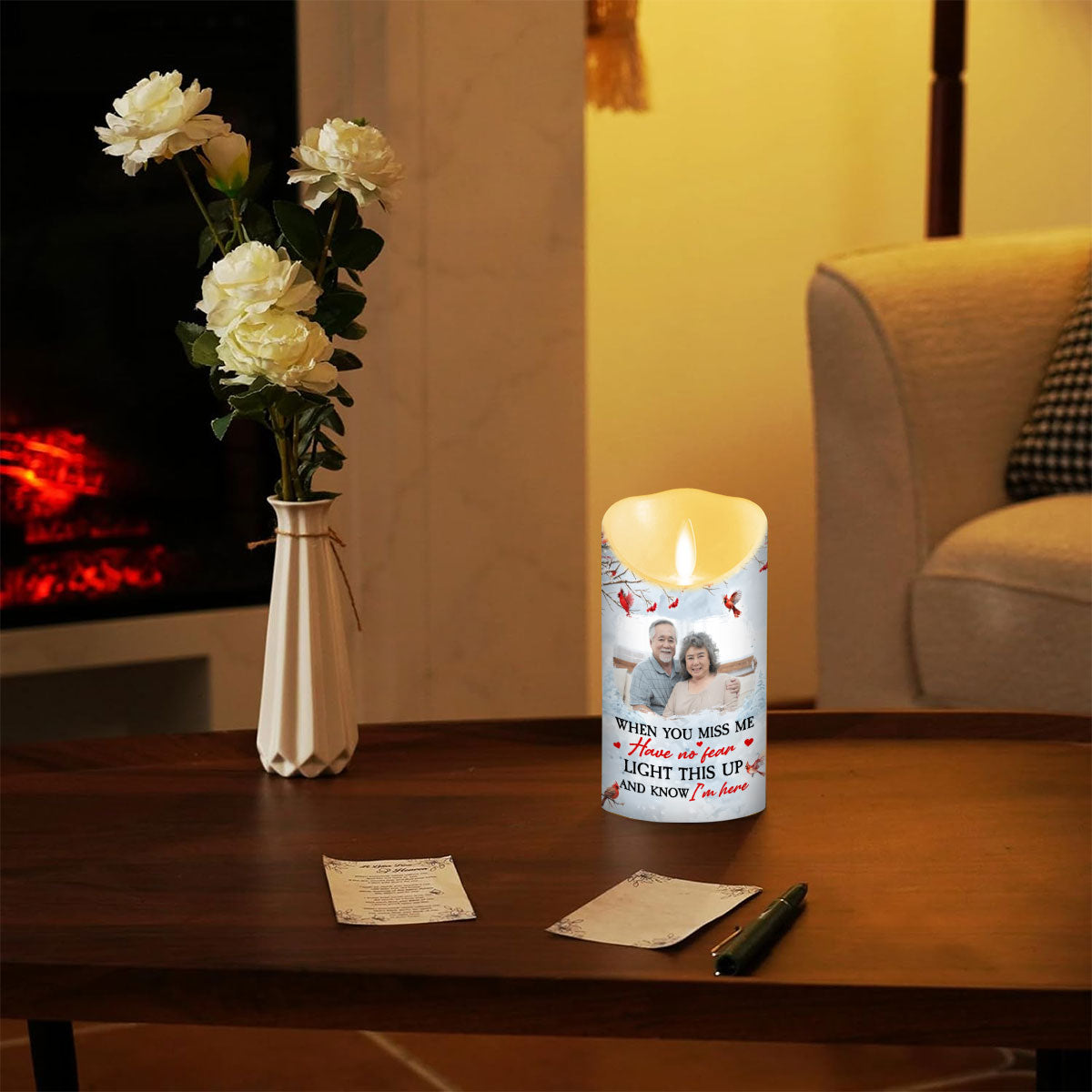 Light This Up When You Miss Me - Personalized Custom LED Candle