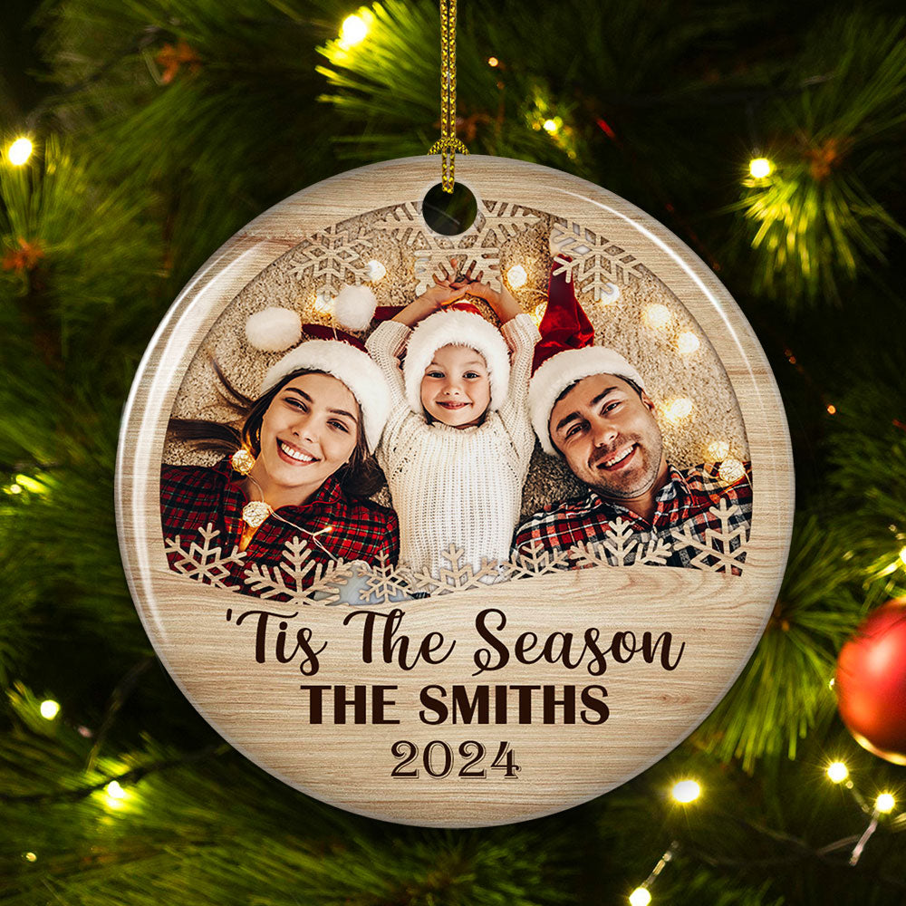 Family, Tis The Season - Personalized Custom Circle Ceramic Ornament