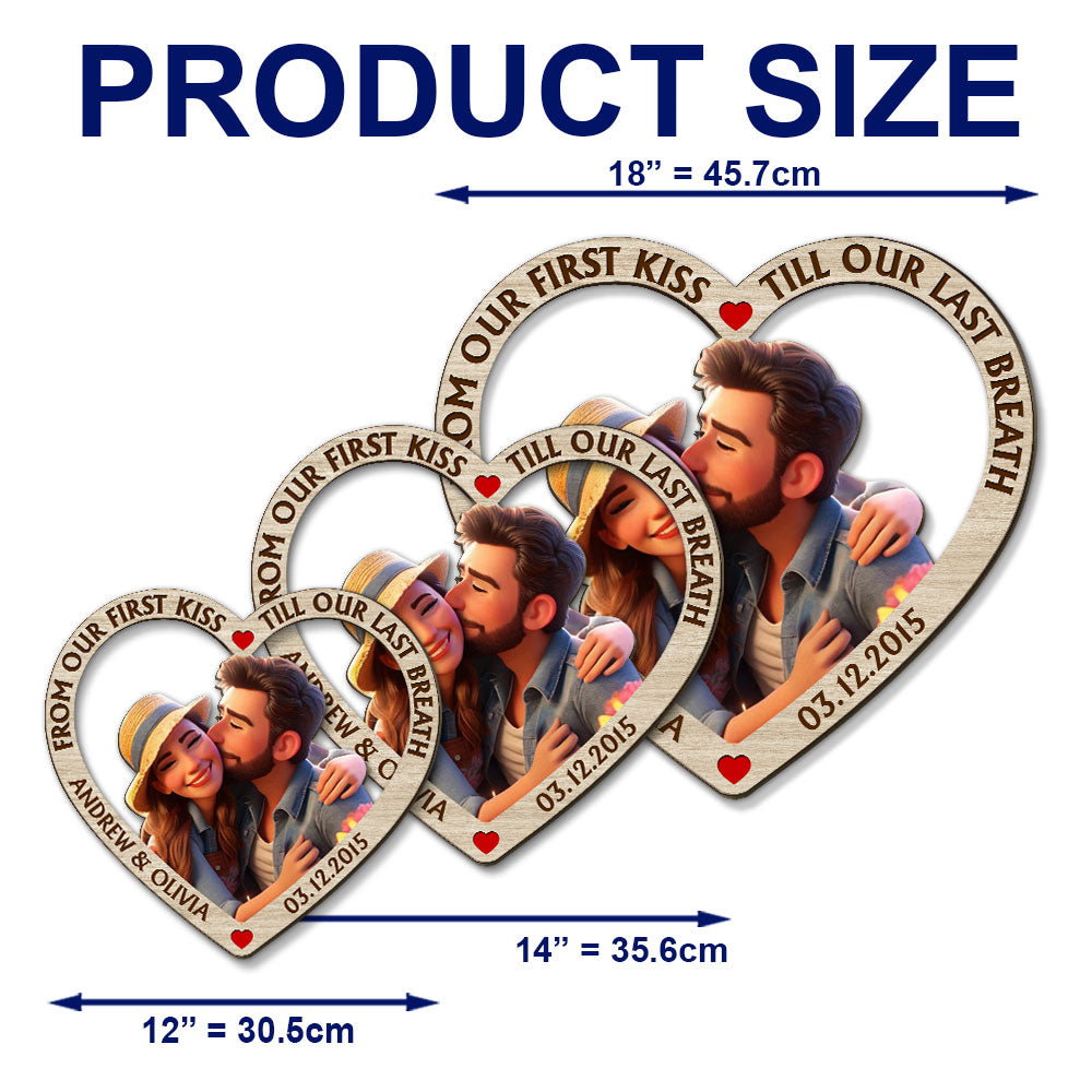 From Our First Kiss Till Our Last Breath Cartoon - Personalized Custom Wood Sign