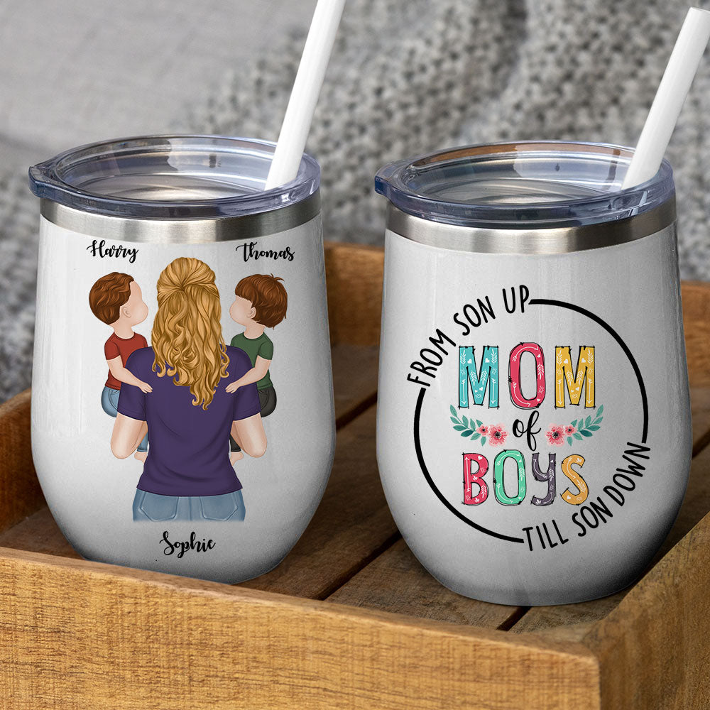 Mom Of Boys - Personalized Custom Wine Tumbler