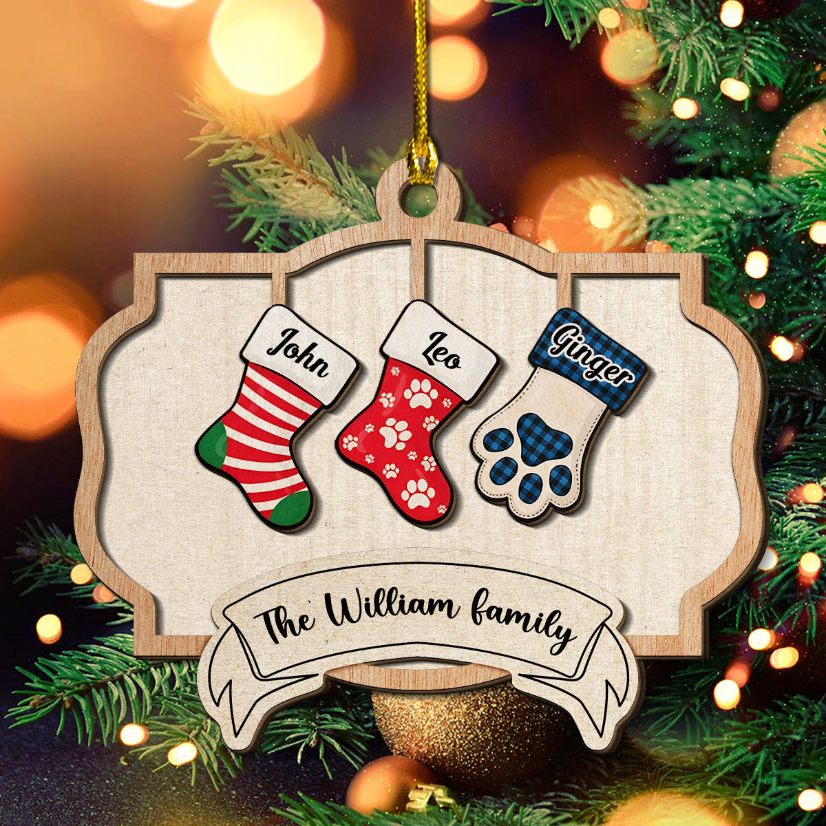 Family Christmas - Personalized Custom 2-Layered Wood Ornament