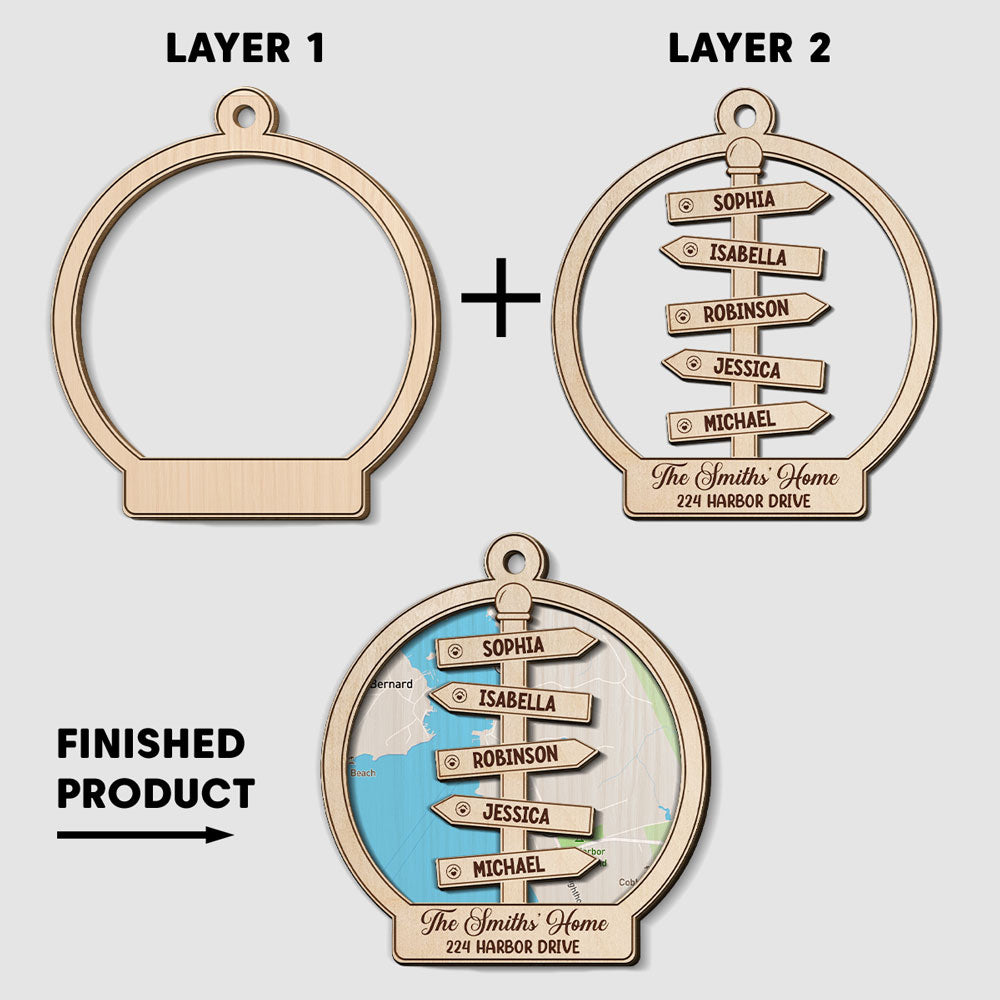 Christmas At Our Home - Personalized Custom 2-layered Wood Ornament