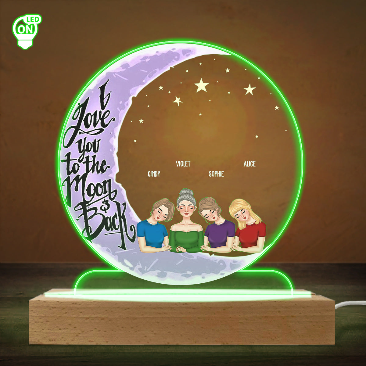Love Mom To The Moon And Back - Personalized Custom LED Light