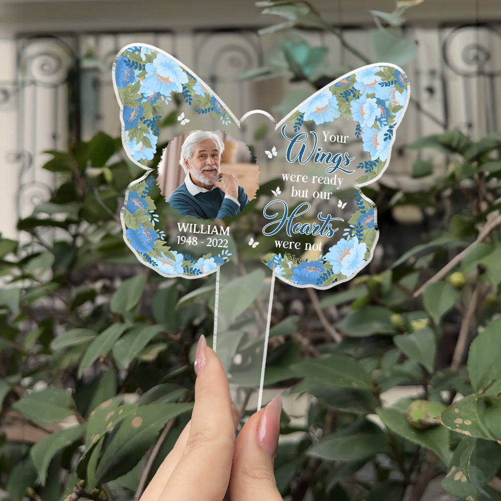 Custom Photo Your Wings Were Ready - Personalized Custom Acrylic Garden Stake